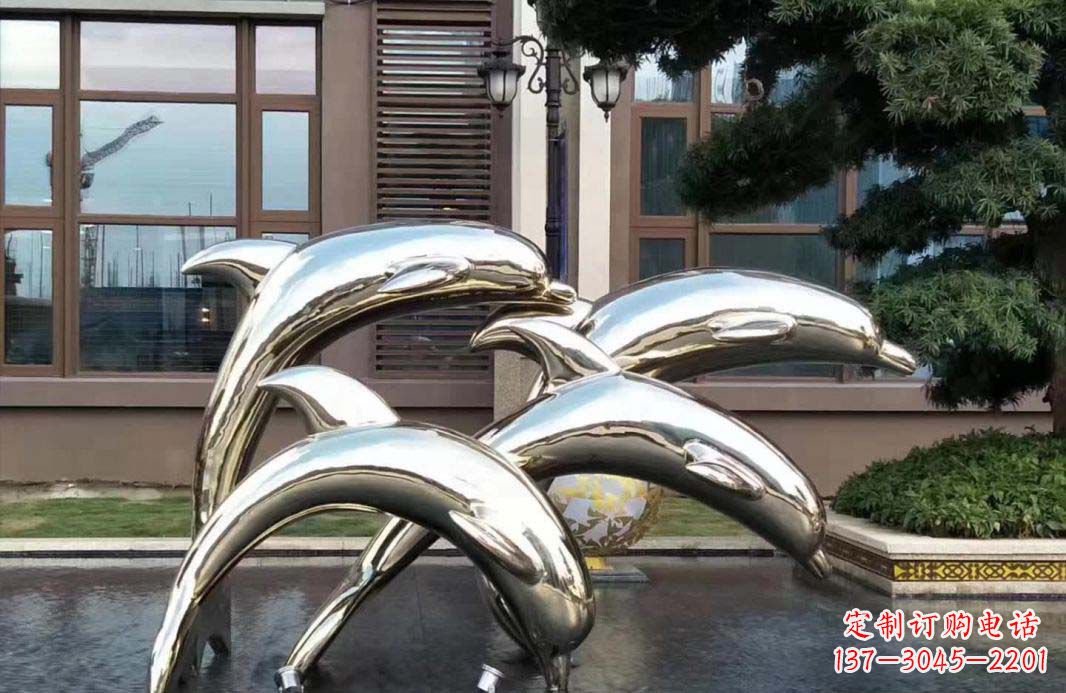 绵阳不锈钢海豚跳跃雕塑精美绝伦