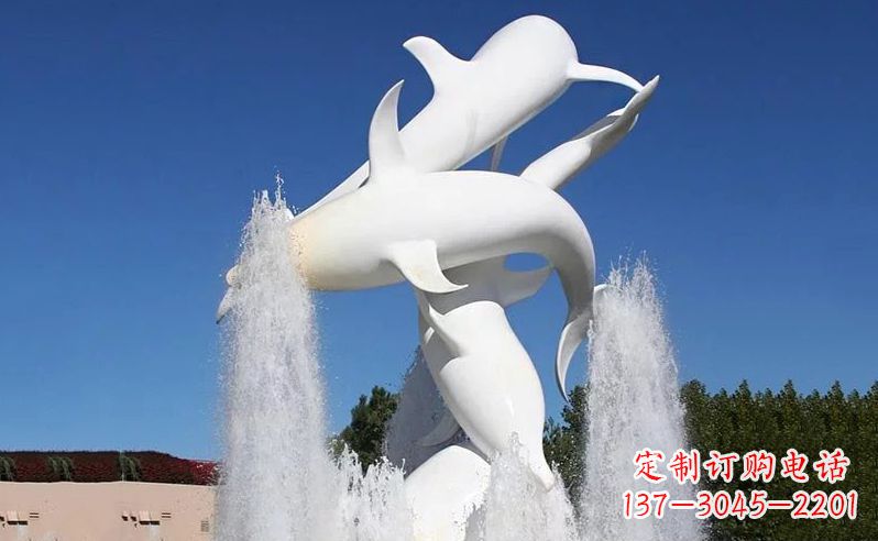 绵阳不锈钢海豚喷泉雕塑传递海豚的美丽