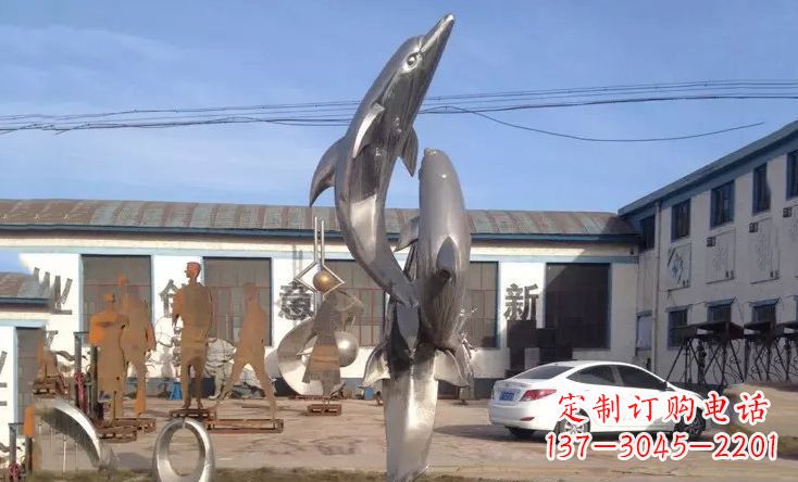 绵阳不锈钢海豚嬉戏雕塑精美的艺术视觉