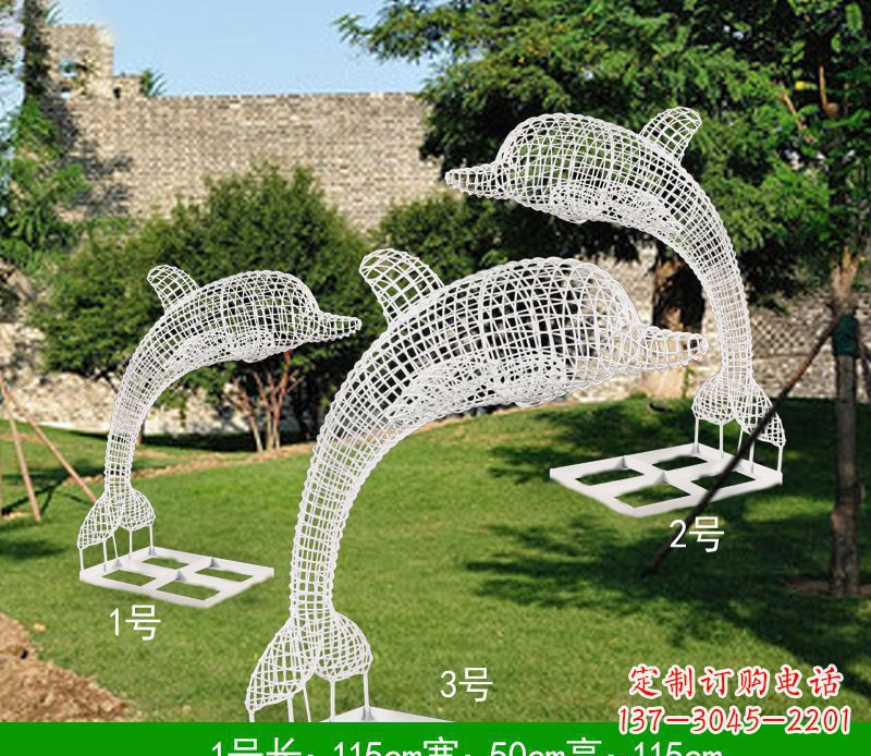 绵阳不锈钢海豚组合雕塑精美的艺术品