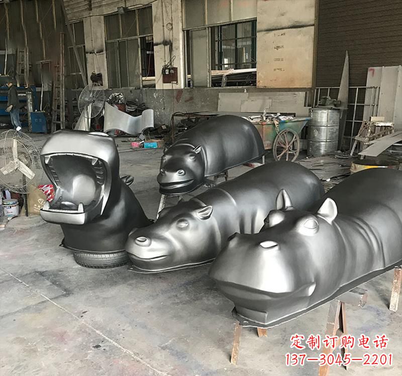 绵阳静态之美22英寸不锈钢河马雕塑