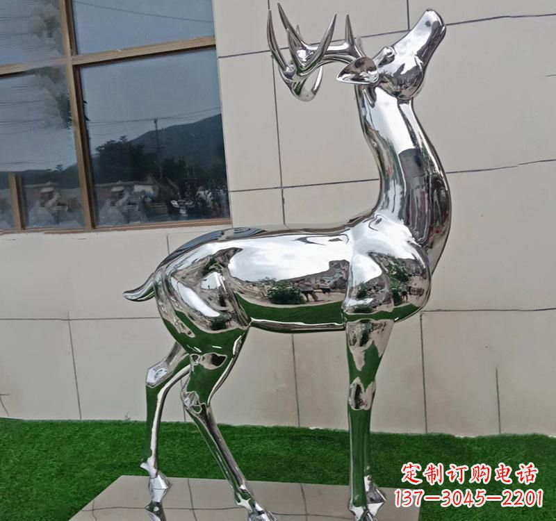绵阳不锈钢户外动物鹿雕塑精致大气的艺术品