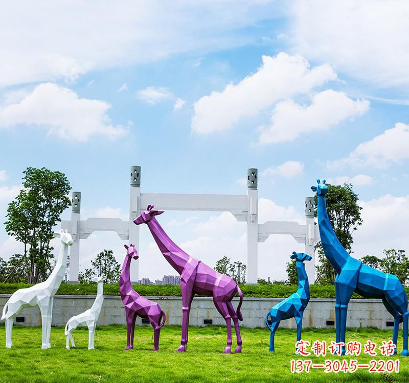 绵阳不锈钢材质的长颈鹿雕塑