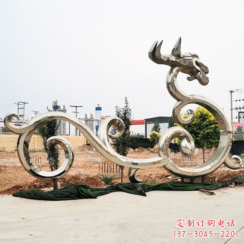 绵阳不锈钢花边龙形雕塑传承中华文化精髓