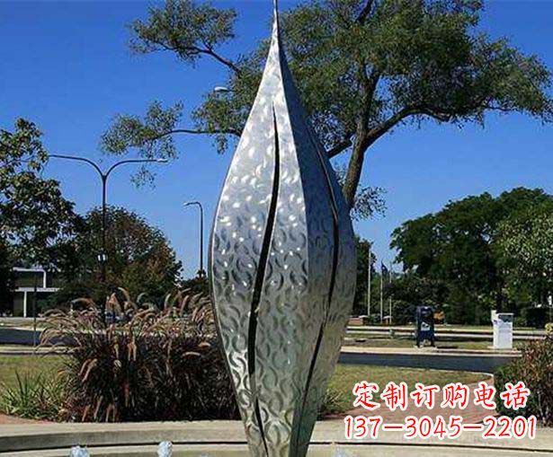 绵阳不锈钢花骨朵喷泉雕塑精致细节展现精美艺术