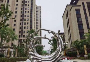 绵阳不锈钢海浪喷泉雕塑精美雕刻，灿烂绚烂