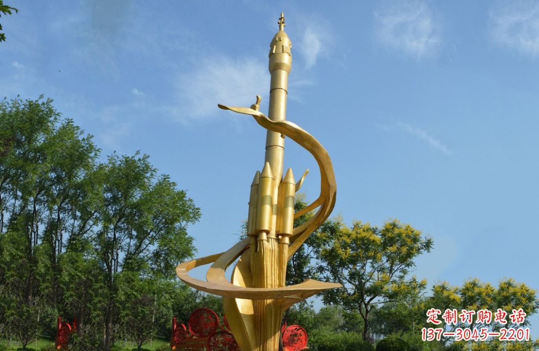 绵阳火箭飞向蓝天不锈钢火箭广场景观雕塑