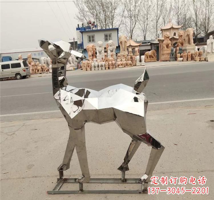 绵阳不锈钢几何小鹿雕塑精美艺术品