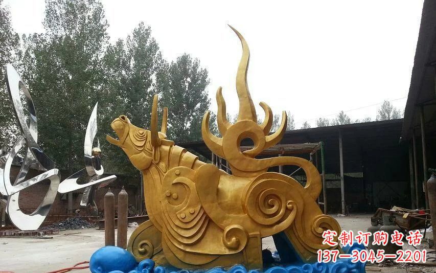 绵阳不锈钢金牛卧波雕塑——传承文化的艺术瑰宝