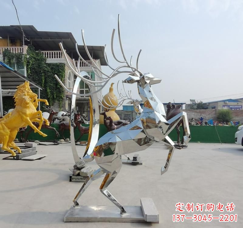 绵阳精美不锈钢镜面动物鹿雕塑
