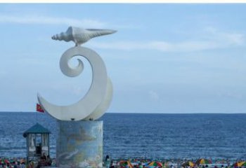 绵阳海浪与海螺雕塑的结合——不锈钢景区的美景