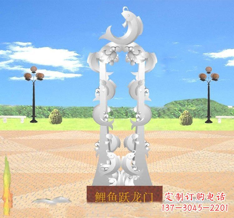 绵阳不锈钢鲤鱼跃龙门雕塑——传承传统文化的艺术瑰宝