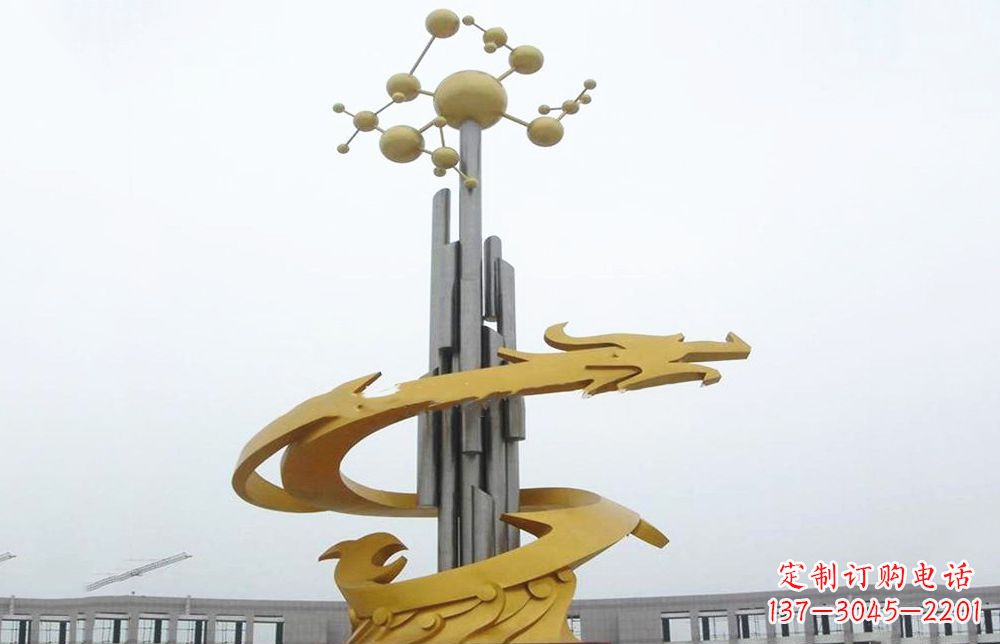 绵阳龙雕塑——点缀不锈钢城市景观