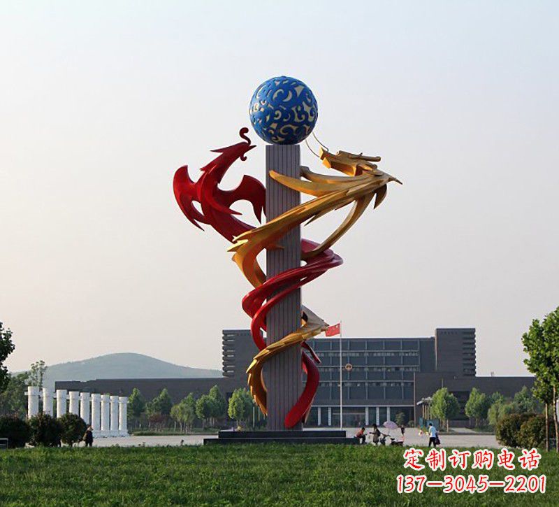 绵阳不锈钢龙凤雕塑神秘而又神奇