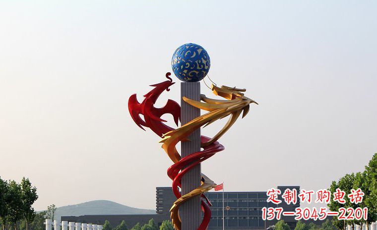 绵阳龙凤呈祥一对不锈钢雕塑的精彩展示