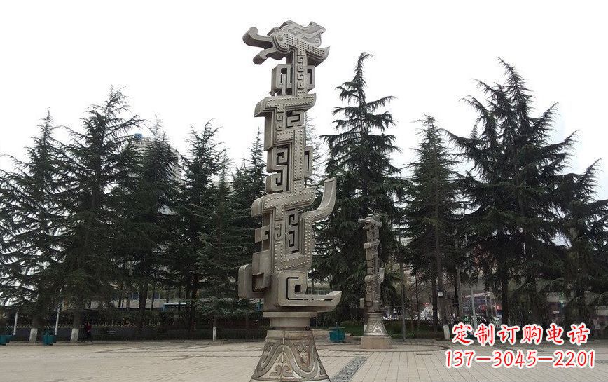 绵阳不锈钢龙柱雕塑引领公共景观