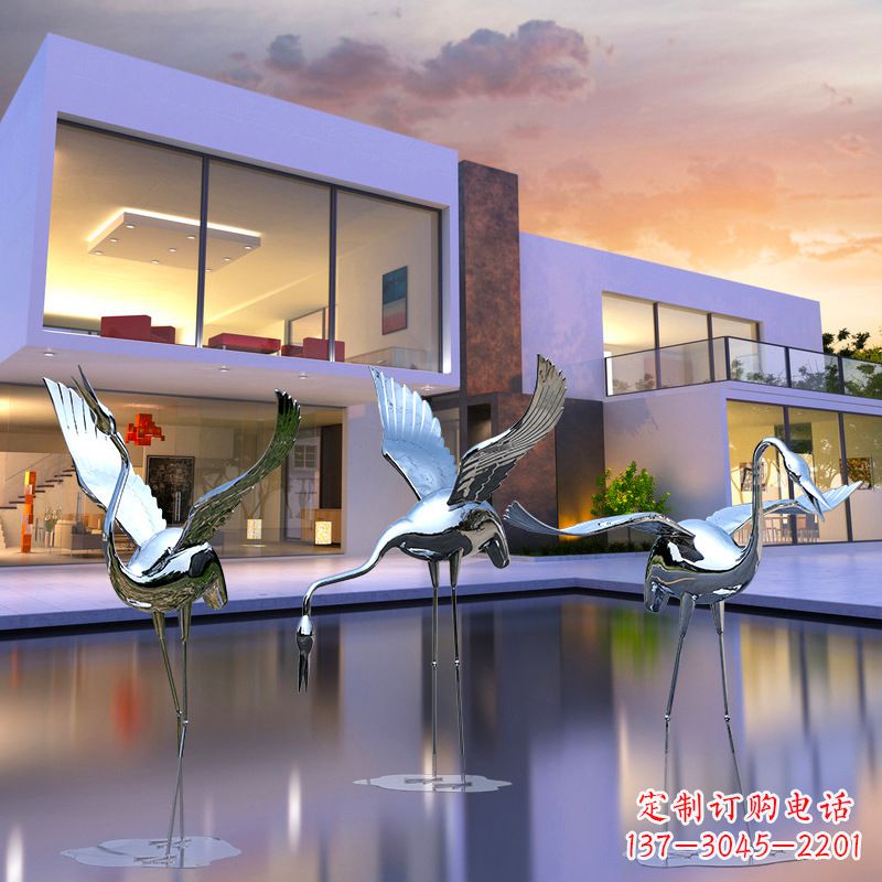 绵阳不锈钢丹顶鹤雕塑象征着美好未来