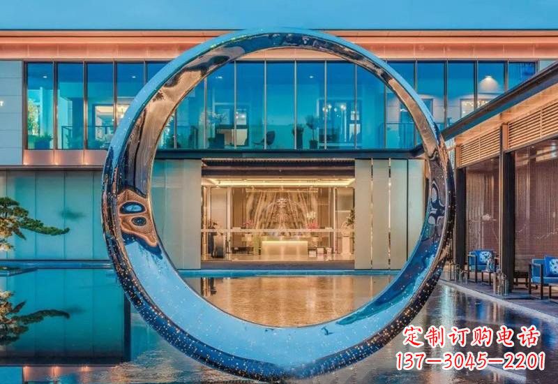绵阳不锈钢镂空灯光圆环雕塑