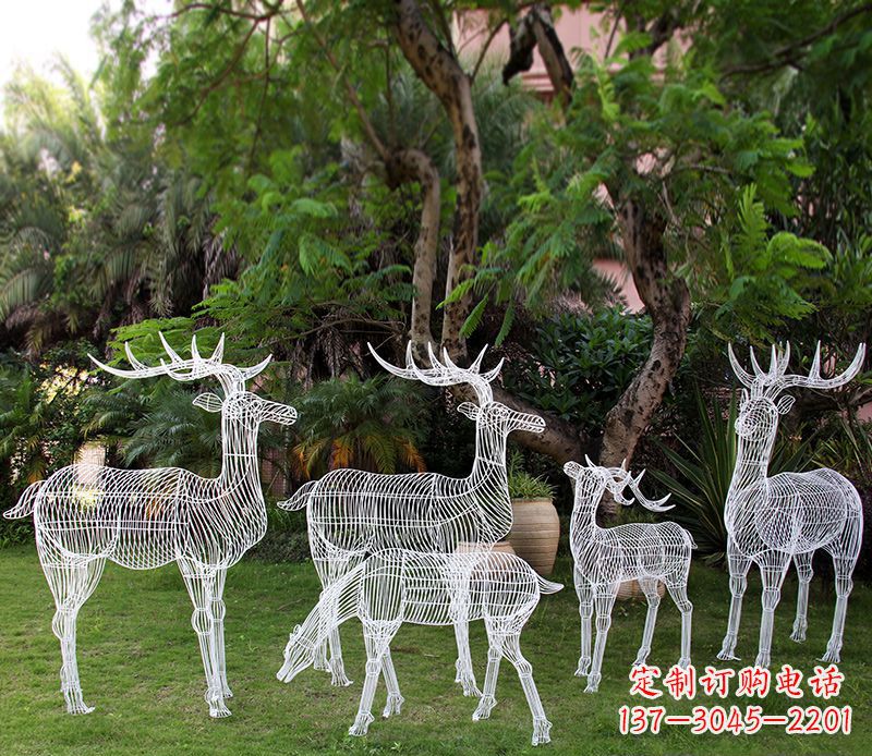 绵阳精美的不锈钢镂空梅花鹿雕塑