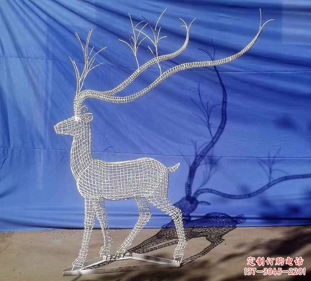 绵阳不锈钢麋鹿雕塑精美的景观装饰品