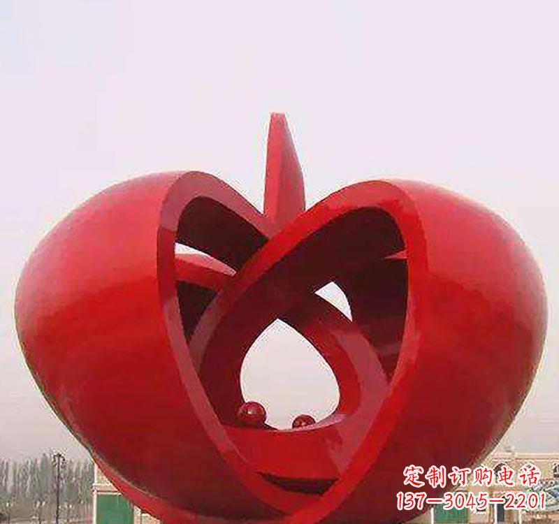 绵阳不锈钢镂空苹果雕塑精致美观的艺术品