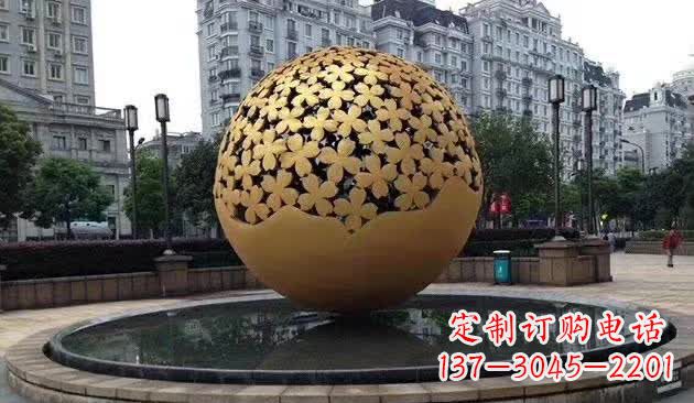 绵阳不锈钢镂空球喷泉雕塑——精致美观