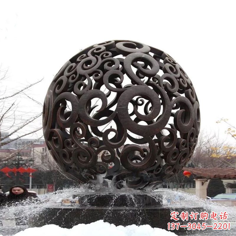 绵阳不锈钢镂空球水景喷泉雕塑