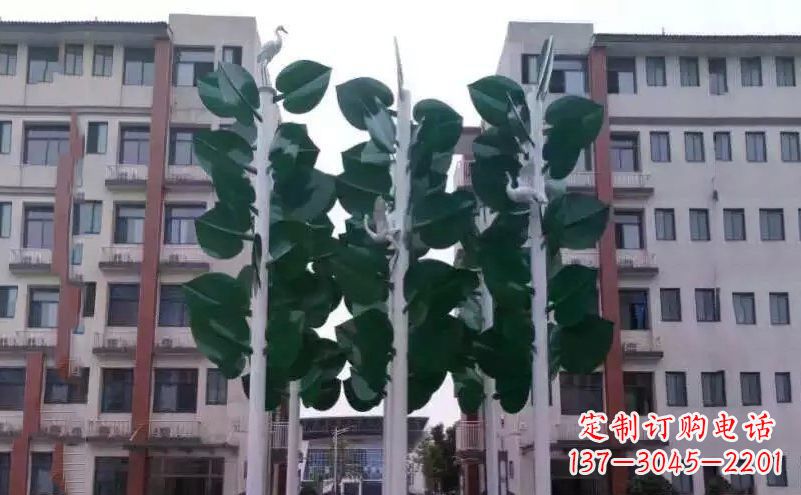 绵阳浓郁绿意,不锈钢树叶雕塑