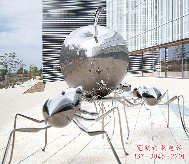 绵阳不锈钢蚂蚁滚苹果雕塑艺术家对自然的精准描绘