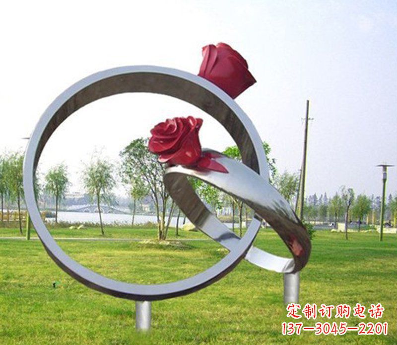 绵阳不锈钢玫瑰戒指雕塑