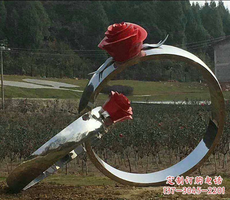 绵阳不锈钢玫瑰雕塑精美的艺术珍品