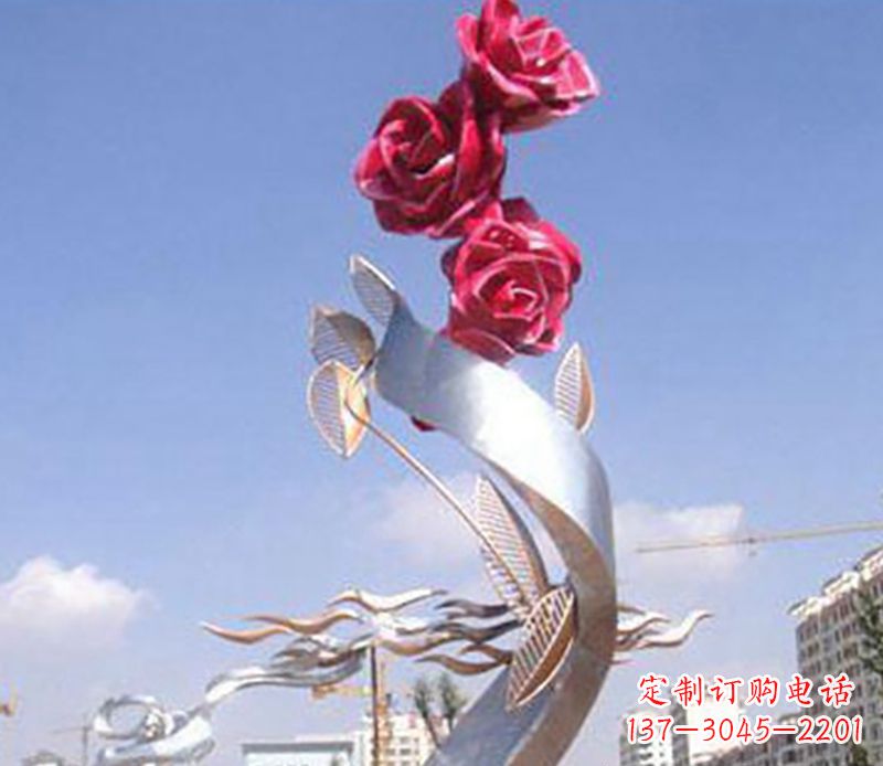 绵阳不锈钢玫瑰雕塑精美的艺术品
