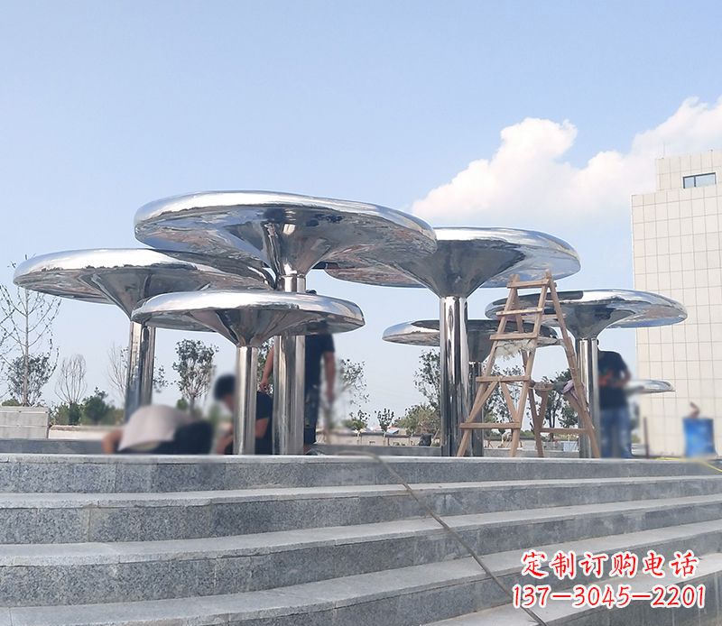 绵阳艺术精美的不锈钢蘑菇公园雕塑