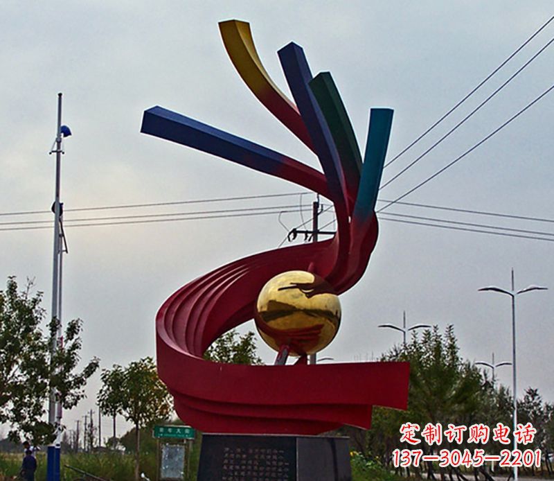 绵阳不锈钢飘带雕塑艺术与自然的完美结合