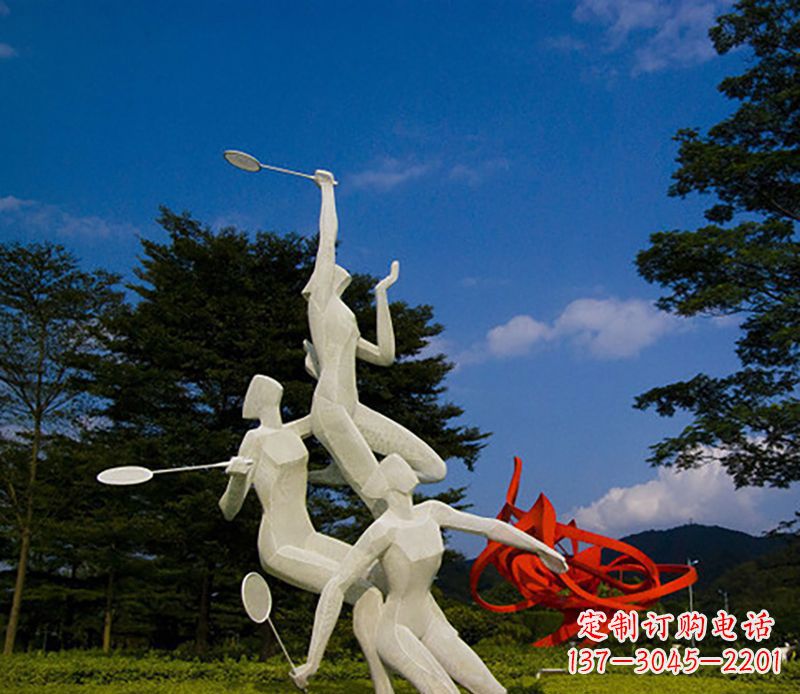 绵阳不锈钢羽毛球雕塑精美线条展现体育热情