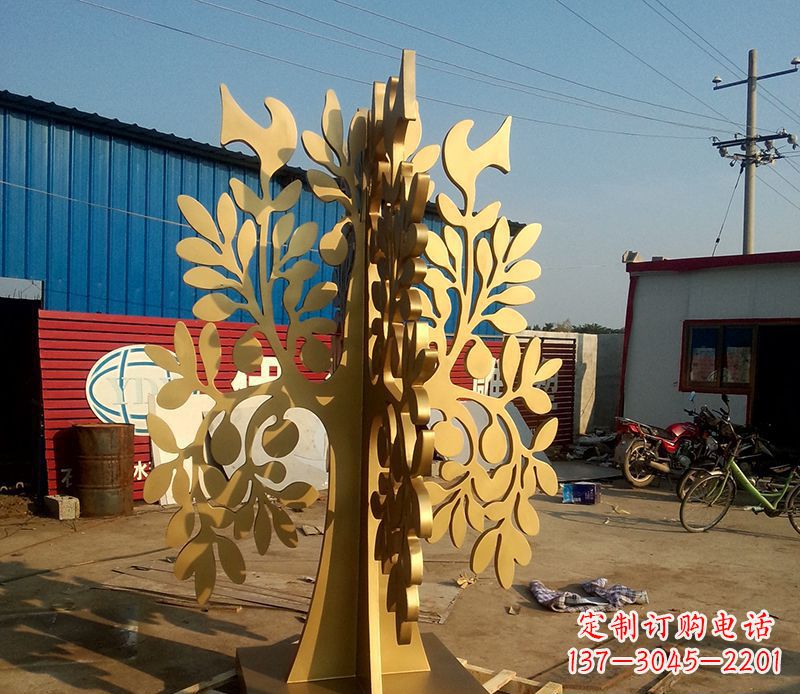 绵阳不锈钢树叶园林景观雕塑——美妙绝伦的艺术之作