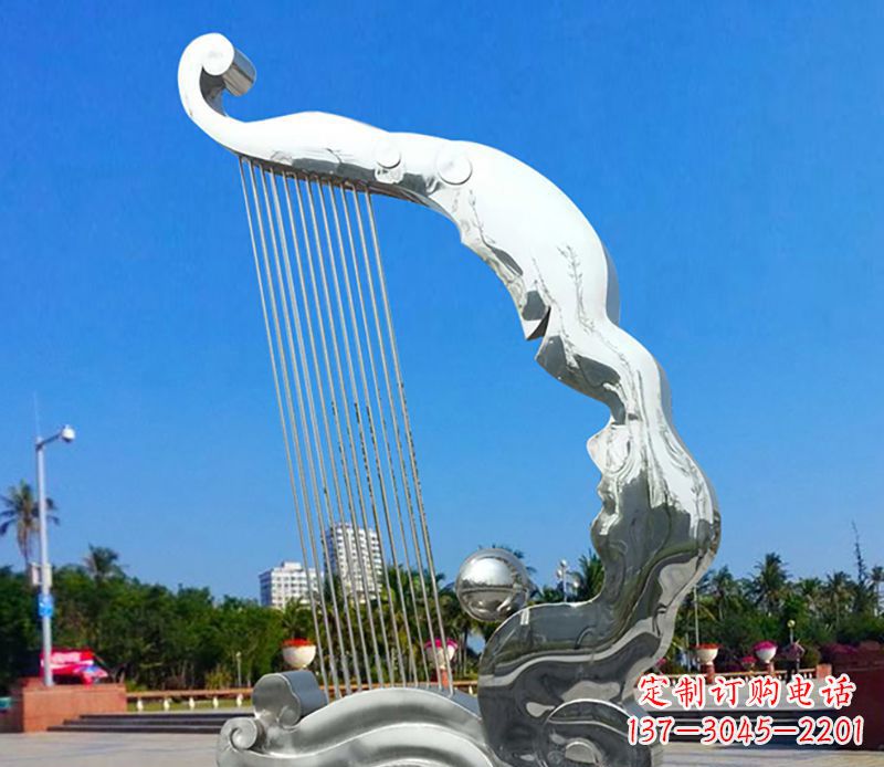 绵阳不锈钢竖琴雕塑——传承古典音乐之美