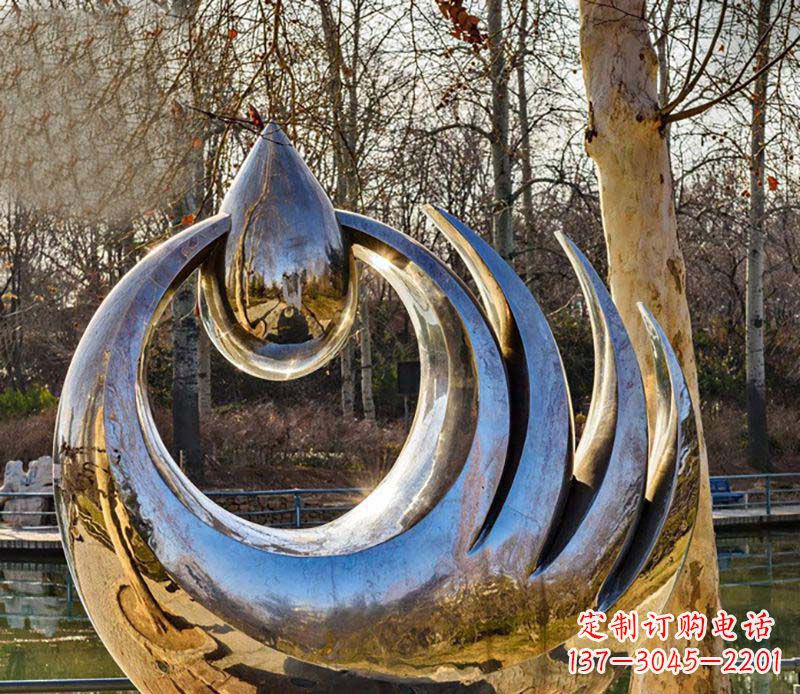 绵阳不锈钢水滴雕塑给园林带来流动的美