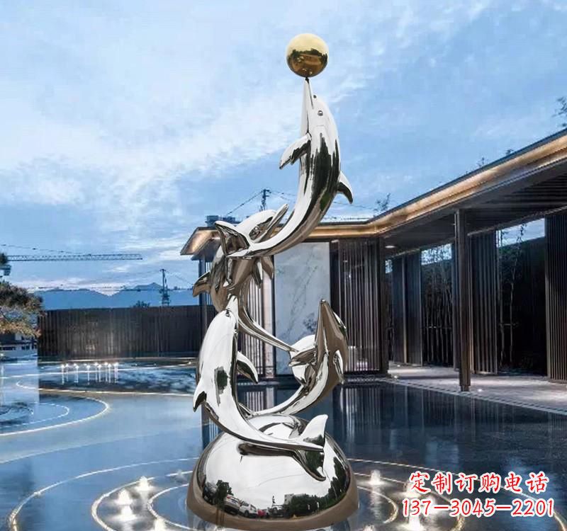 绵阳海豚的优雅身姿——不锈钢水景雕塑