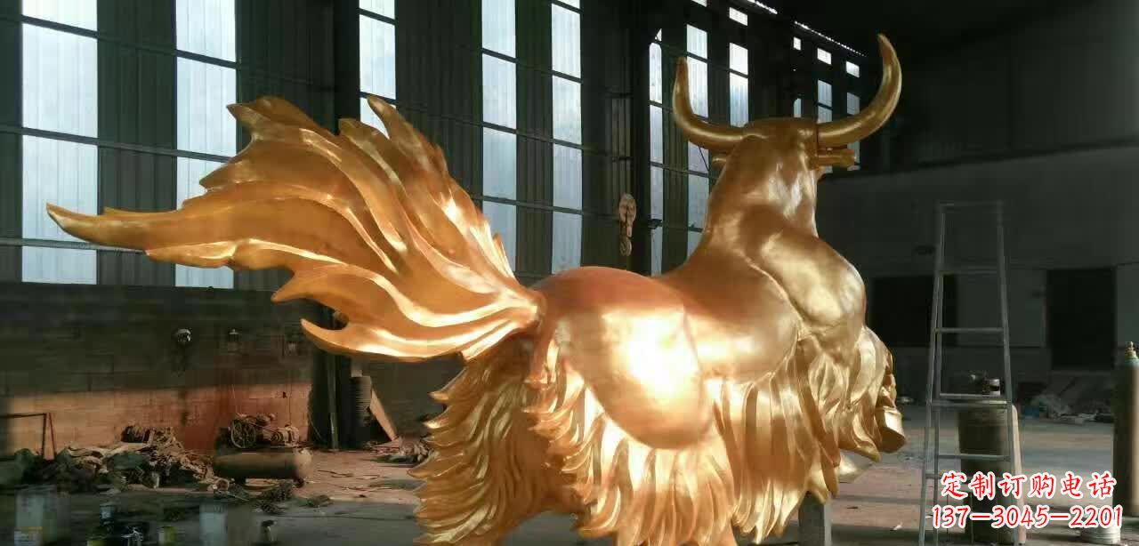 绵阳不锈钢钛金牦牛动物雕塑