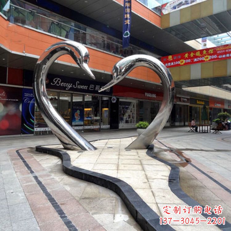 绵阳不锈钢天鹅爱情雕塑把浪漫永恒的爱情永久凝固