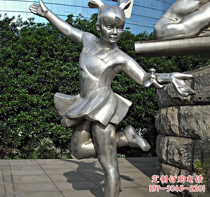 绵阳儿童雕塑不锈钢跳舞人物