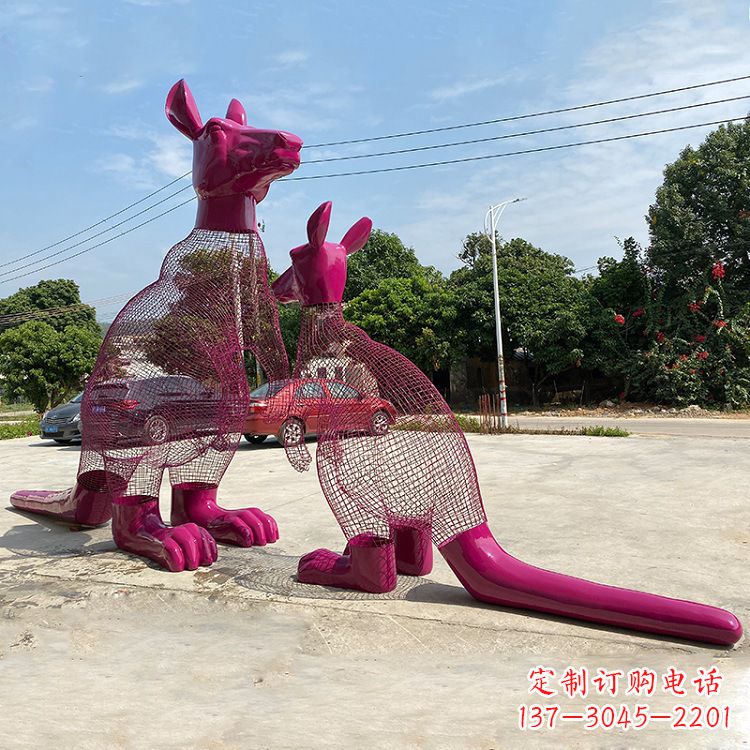 绵阳不锈钢袋鼠雕塑给公园带来美好景观