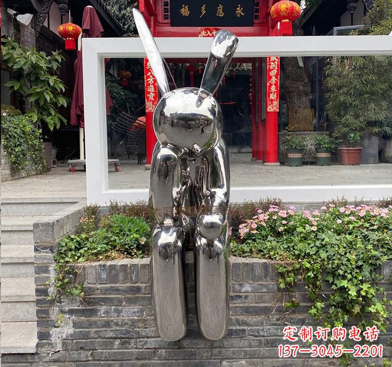 绵阳不锈钢兔子雕塑精美的艺术作品