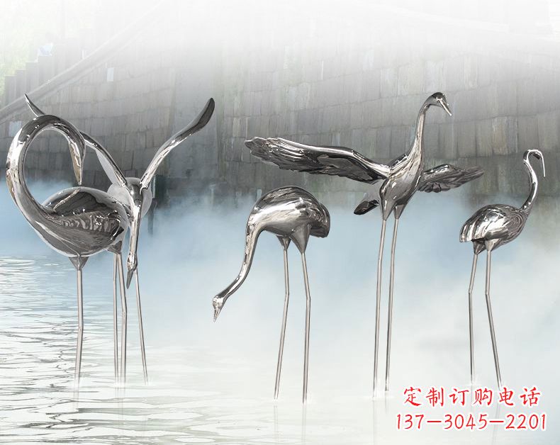 绵阳不锈钢仙鹤飞鸟雕塑传承传统文化
