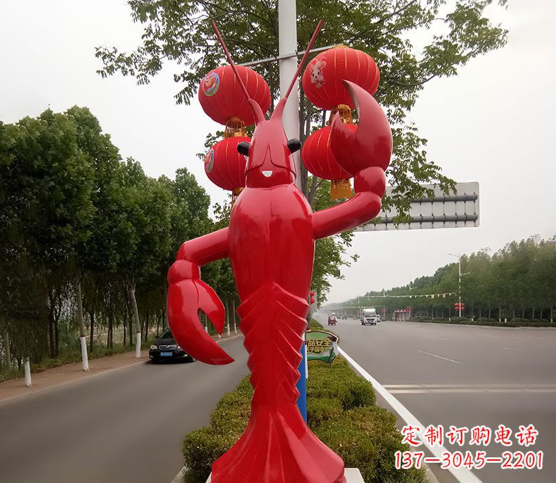 绵阳不锈钢小龙虾雕塑精美之灵