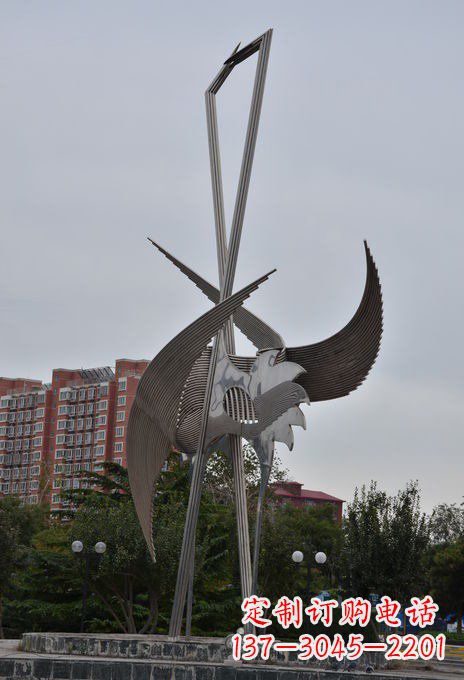 绵阳仙鹤雕塑点亮不锈钢小区