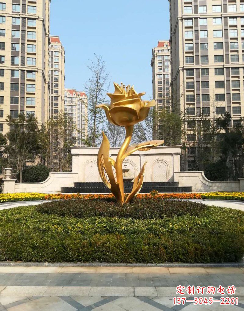 绵阳不锈钢小区玫瑰花雕塑浓郁情感的视觉体验