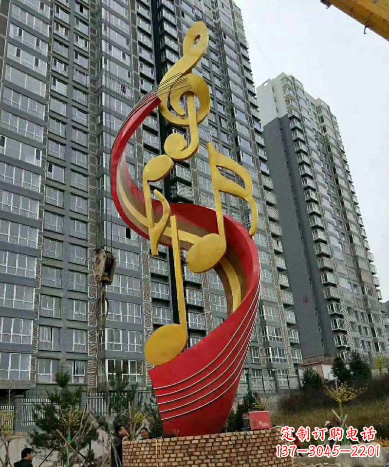 绵阳不锈钢小区音符雕塑传递音乐的魅力