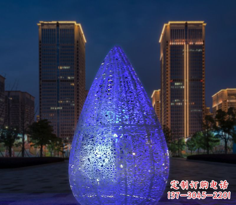 绵阳不锈钢小区照明美轮美奂的水滴雕塑